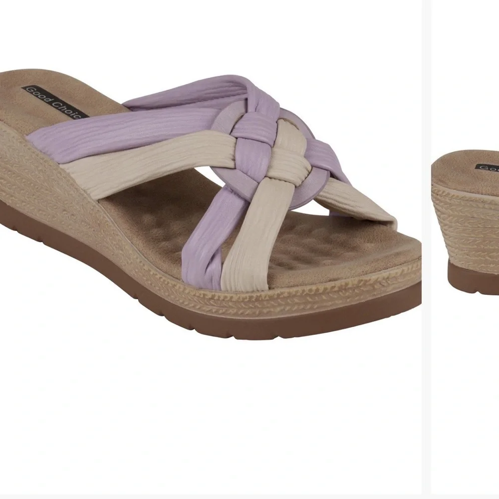 Casual Comfort Women's Sandals - Beige and Lavender NWT